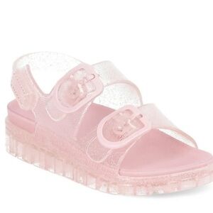 New Wonder Nation Toddler Girl Two Buckle Jelly Sandals Pink Glitter Size 10 NWT